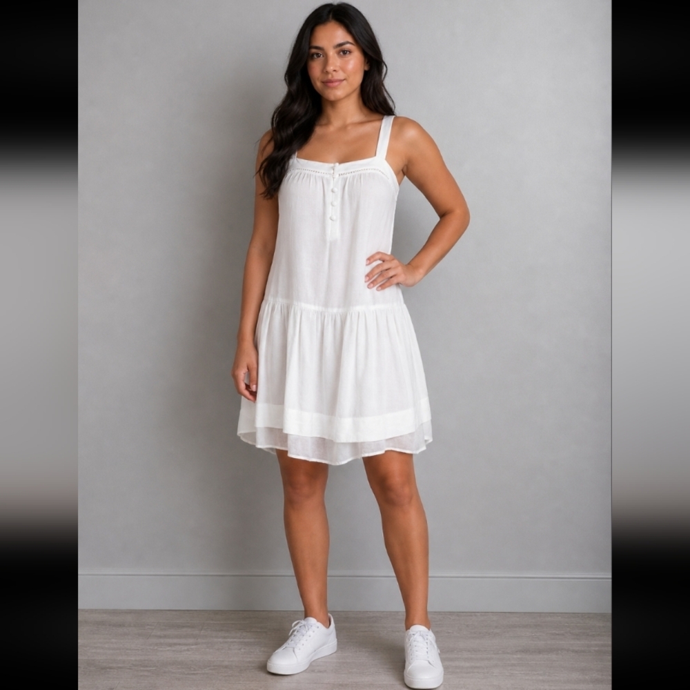 WILD FABLE Adustable Straps Buttons cutout dress White XS